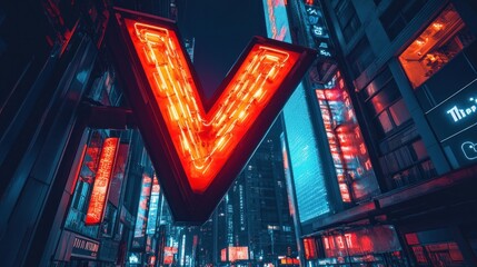 Neon Nightscape: A Vivid V-Sign in Urban Metropolis