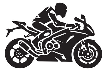 Obraz premium Silhouette Racing Motorbike Riding Fast Vector Graphic Design