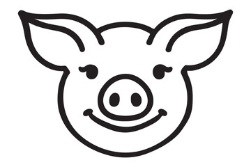 Smiling Pig Face Silhouette Vector Illustration of Farm Animal Design
