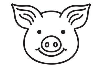 Fototapeta premium Cute Pig Face Silhouette Vector Illustration Animal Farm Cartoon Design