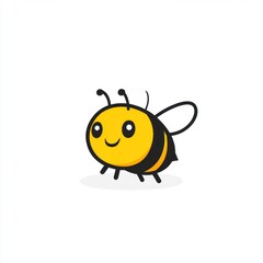 Obraz premium Cute cartoon bee illustration, simple design, bright colors, for kids' content