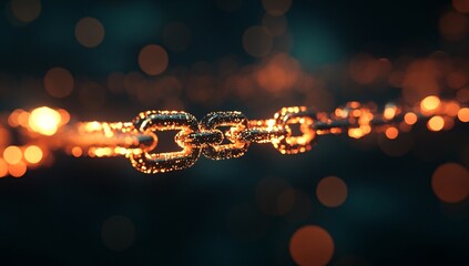 A dazzling digital art representation of a blockchain link