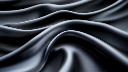 Obraz premium A close-up of luxurious black satin fabric, showcasing its smooth texture and elegant drape, perfect for fashion or design projects.