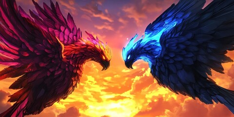 Fototapeta premium rivalry concept with rivals facing off