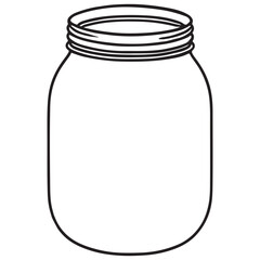 Empty Mason Jar Outline Vector Illustration of Storage Container Design
