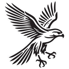 Powerful Silhouette Eagle Flying Illustration Vector Stock Image