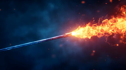 A dramatic close-up of a flaming torch, showcasing vibrant flames against a dark, moody backdrop, representing energy and passion.