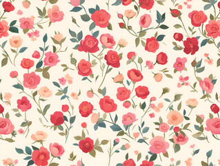 Seamless Floral Pattern with Roses in Soft Pastel Tones