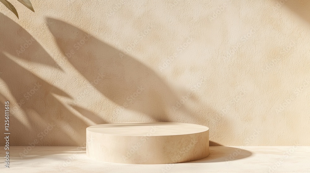 Aufkleber Soft neutral tones blend seamlessly, creating an elegant backdrop enhanced by gentle shadows. The tranquil surface invites creativity, perfect for showcasing beauty and elegance