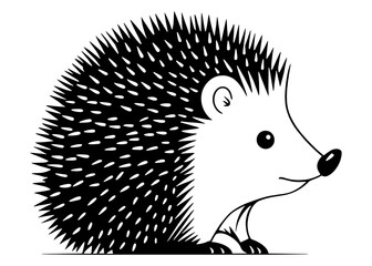 Hedgehog - Black and White Isolated Icon - Vector illustration.Hedgehog, Black and White Vector illustration.Hedgehog Art for Nature Themed Projects.