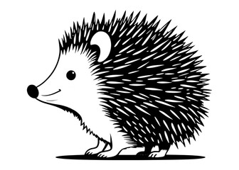 Hedgehog - Black and White Isolated Icon - Vector illustration.Hedgehog, Black and White Vector illustration.Hedgehog Art for Nature Themed Projects.
