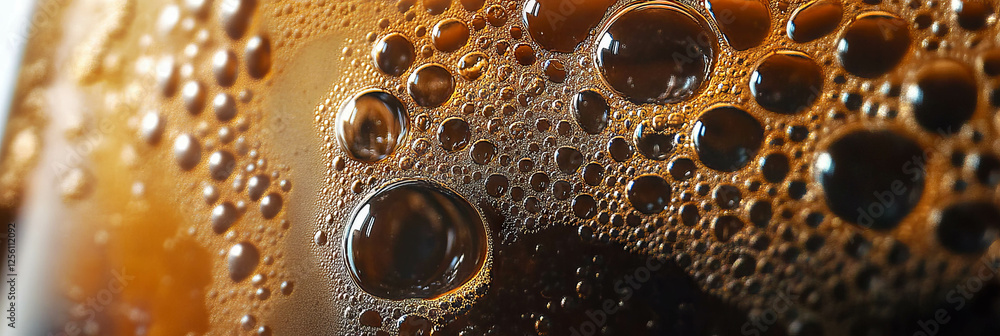 Poster close-up view of coffee bubbles highlighting textures and colors in a vibrant setting