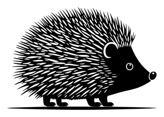 Hedgehog - Black and White Isolated Icon - Vector illustration.Hedgehog, Black and White Vector illustration.Hedgehog Art for Nature Themed Projects.