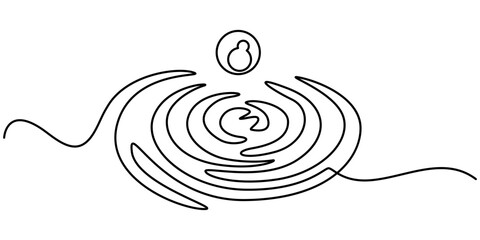 Drop ripple effect icon water circles continuous one line drawing, Water Drop Icon, Water Drop Vector Line Icon - Simple Thin Line Icon, Premium Quality Design Element, Environmental Conservation. 