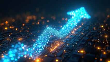 Fototapeta premium Futuristic Digital Growth Arrow Representing Financial Success and Technological Advancement