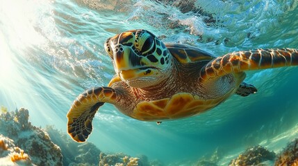 Fototapeta premium Turtle's Journey to the Light