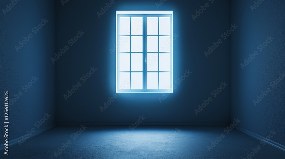 Poster Bright Window in Dark Room Creating Contrasting Light Atmosphere