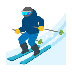 Obraz premium Skier Carving Through Snow Isolated on White Background | Skiing Action Clipart Illustration 