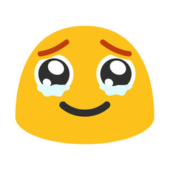 Yellow Face with Sad Yet Smiling Expression Clipart Illustration | Minimalistic Cartoon Style Isolated on White Background