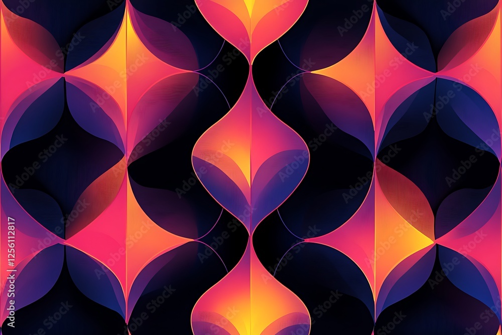 Poster abstract seamless pattern with vibrant gradient colors forming flowing, overlapping shapes.