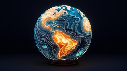Illuminated globe showcasing detailed world geography and colors.