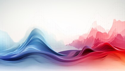 Vibrant vector graphics of financial data with line chart trends on a clean white background