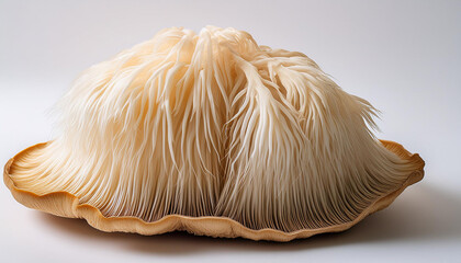 lions mane mushroom showing its unique gills and texture on a light background