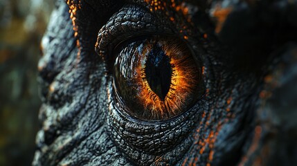 Intense Close-up of a Lizard Eye with Striking Texture and Color