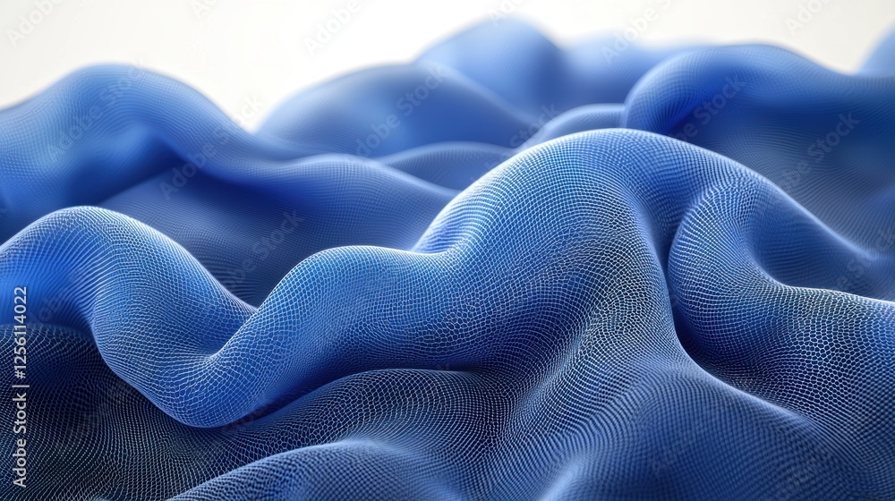 Poster abstract blue fabric-like waves creating a smooth, flowing texture.