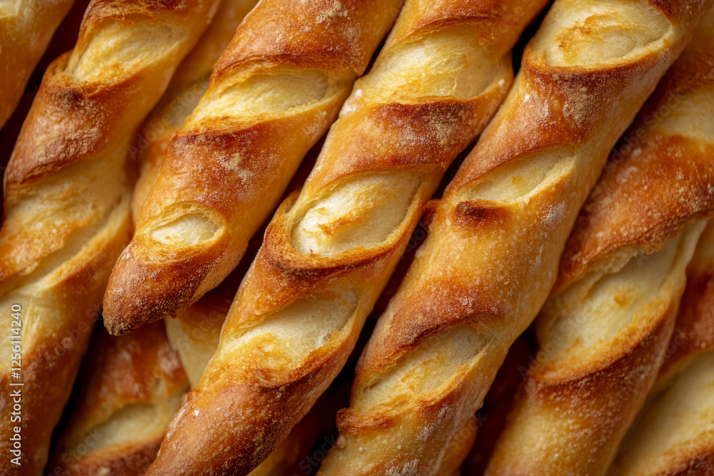 Poster crispy breadsticks arranged in a neat bundle against a bright background