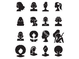 Female Head silhouette woman faces profile portraits adult female characters face silhouette.