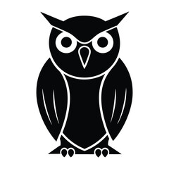 An owl vector silhouette on a white background