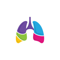 Colorful Lungs Organ Body Gradient Logo.