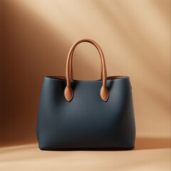 Classic Leather Handbag Mockup with Brown and Black Tones