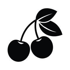Vector silhouette illustration of a couple of cherries on a white background