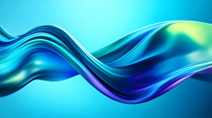 Obraz premium A vibrant abstract wave design featuring smooth gradients of blue and green, symbolizing movement and fluidity in digital art.