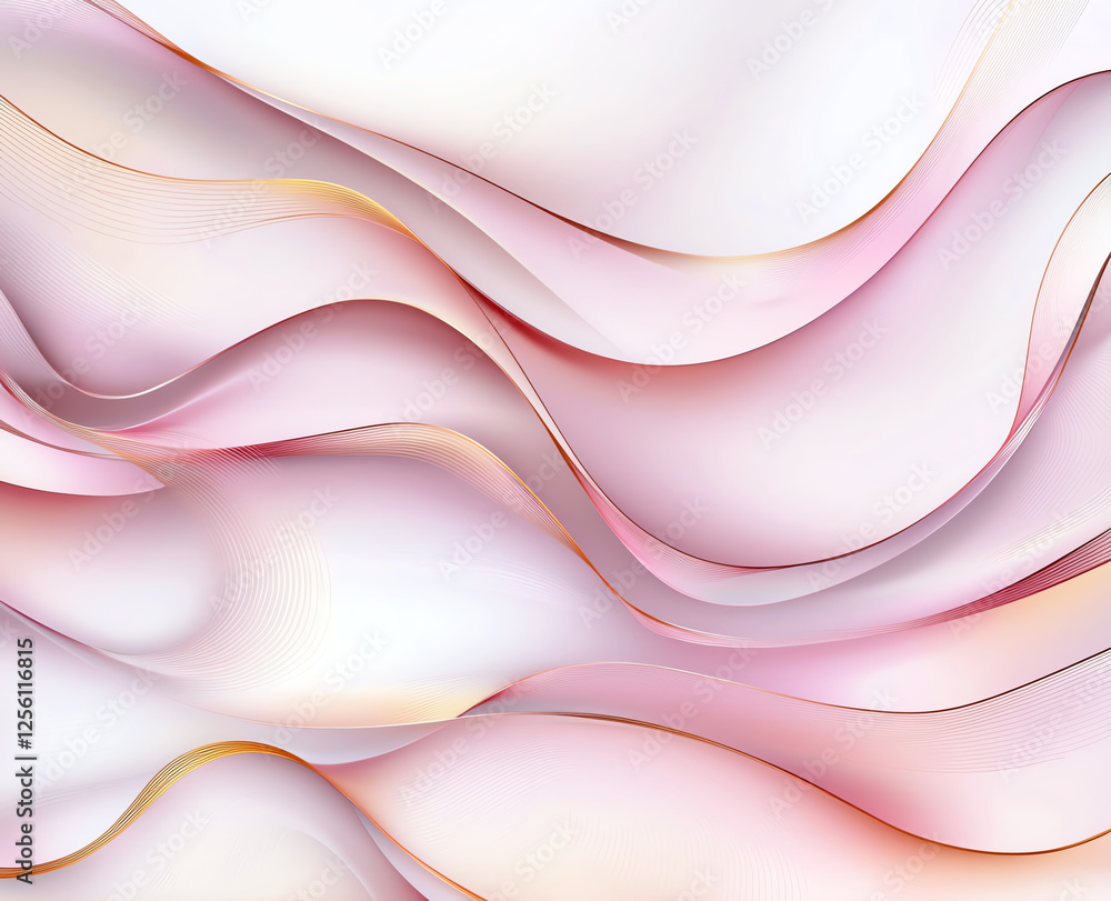 Poster abstract background with flowing pink and gold waves, creating soft and elegant design. ideal for mo