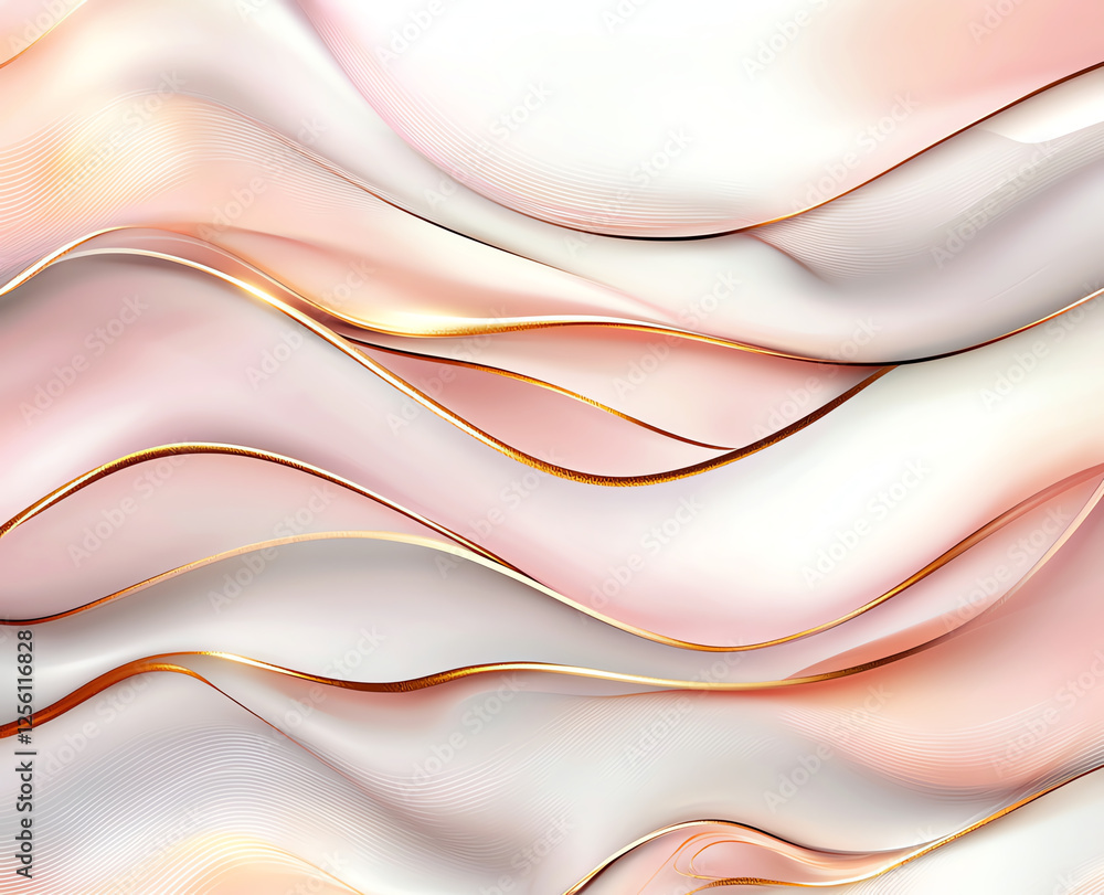 Poster abstract background with soft pink and gold waves, creating smooth and elegant design. ideal for mod