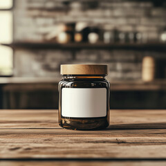  Glass Jar Packaging Mockup on Rustic Wooden Table