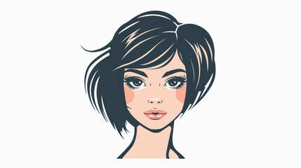 Stylish Short Haircut: Cute Woman Logo Icon Design