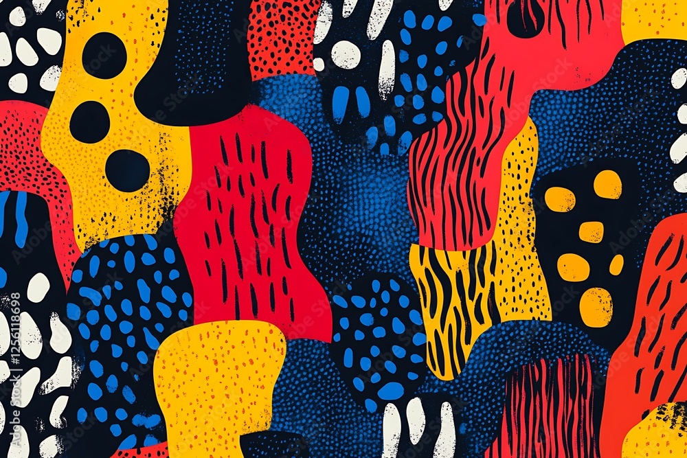 Poster abstract colorful pattern with organic shapes and textures.