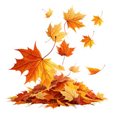 Obraz premium Vibrant Autumn Leaves Falling onto a Pile
