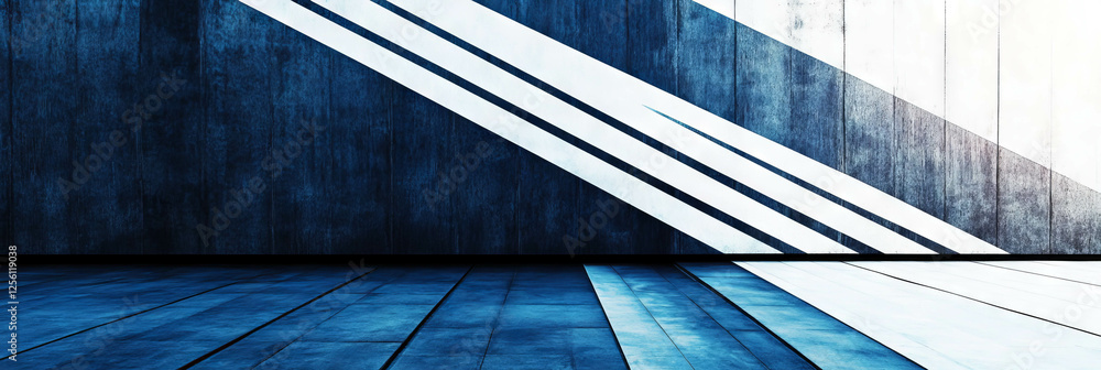 Poster diagonal lines and geometric patterns create a sense of direction and purpose in a bright setting