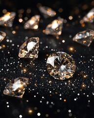Sparkling diamonds display luxurious setting elegant atmosphere close-up beauty and wealth