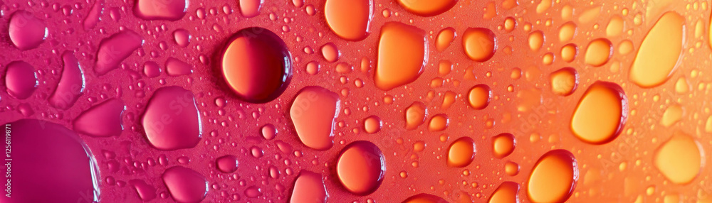 Poster droplets on a cold surface create unique shapes and patterns against a bright background