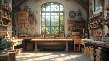 The quiet time of the woodworking workshop