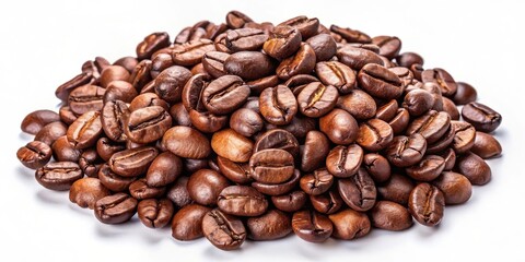 Naklejka premium Roasted Coffee Beans on White Background