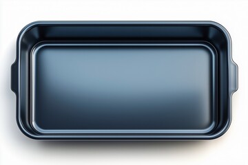 Black rectangular food tray on a simple background. Minimalist and modern kitchenware design, perfect for food presentation, packaging, and culinary projects