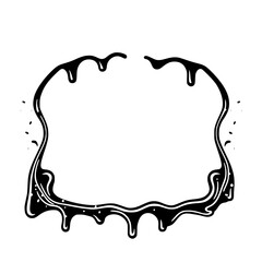 Chocolatey frame with a glossy, drippy outline, creating a border effect on a white background.