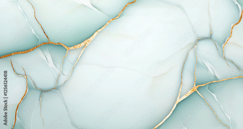 Poster elegant abstract background featuring soft turquoise and gold veins, perfect for modern design proje